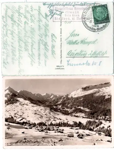 Österreich, Riezlern m. Schwarzwassertal, 1939 gebr. Kleinwalsertal Winter-AK 