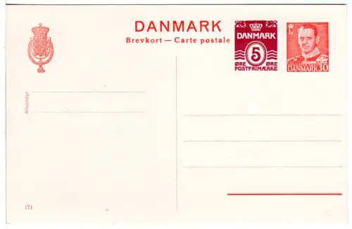 Dänemark P 238, sauber ungebr. 5 neben 30 öre Ganzsache m. Kontrollziffer 171
