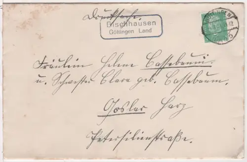 DR 1931, Landpost Stpl. BISCHHAUSEN Göttingen Land auf Brief m. 5 Pf.