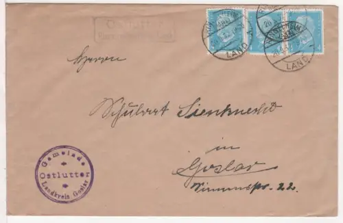 DR 1932, Landpost Stpl. OSTLUTTER Ringelheim (Harz) Land auf Brief m. 3x4 Pf.