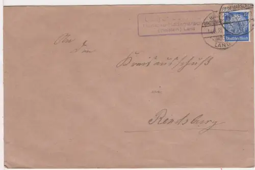 DR 1933, Landpost Stpl. LÜTJENBORNHOLT Hanerau...Land auf Brief m. 25 Pf.