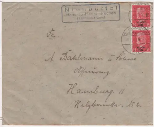 DR 1930, Landpost Stpl. NIENBÜTTEL Hanerau-Hademarschen LAND auf Brief m 2x15 Pf