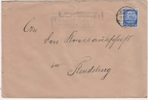 DR 1933, Landpost Stpl. TETENHUSEN RENDSBURG LAND auf Brief m. 25 Pf.