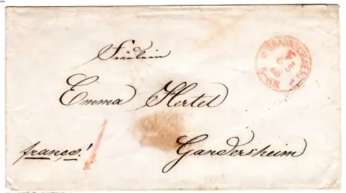 NDP 1868, roter Franco-Stpl. Braunschweig F. auf Brief n. Gandersheim