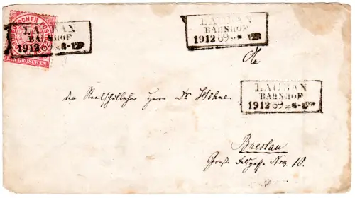 NDP 1869, 1 Gr. auf Brief m. R3 Lauban Bahnhof nach Breslau