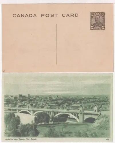Kanada, ungebr. 2 C. Bildganzsache m. Abb. Calgary Bird's Eye View
