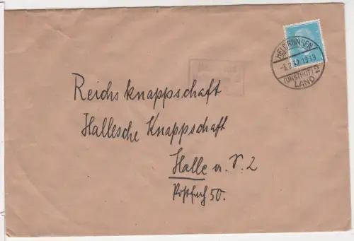 DR 1932, Landpost Stpl. HAUTERODA Heldrungen 2 Land auf Brief m. 4 Pf.