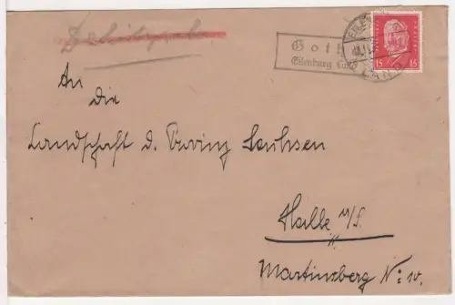 DR 1931, Landpost Stpl. GOTHA Eilenburg Land auf Brief m. 15 Pf.