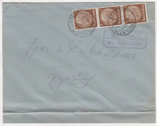 DR 1939, Landpost Stpl. EVENDORF über Winsen (Luhe) auf Brief m. 3x3 Pf. 