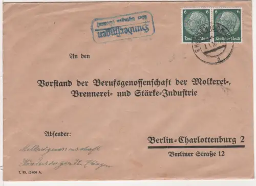 DR 1936, Landpost Stpl. HUNDERSINGEN über Ehingen (Donau) auf Brief m. 2x6 Pf. 