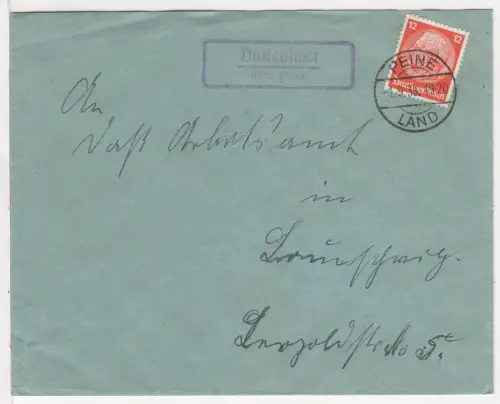 DR 1933, Landpost Stpl. DUTTENSTEDT über Peine auf Brief m. 12 Pf.