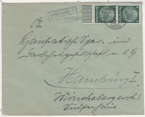 DR 1936, Landpost Stpl. SCHÖNWITZ über Oppeln auf Schlesien Brief m. 2x6 Pf.