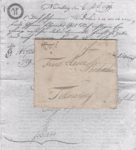 Bayern 1799,  Vordruck-Fuhrmannsbrief v. Nürnberg n. Tittmoning