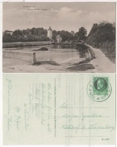 Bayern 1915, 5 Pf. auf Dinkelsbühl sw-AK m. K1 K. Bahnpost NRDL II DOMB