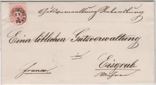 Österreich 1874, Fingerhutstpl. Rabensburg N OE auf schönem Brief m. 5 Kr.