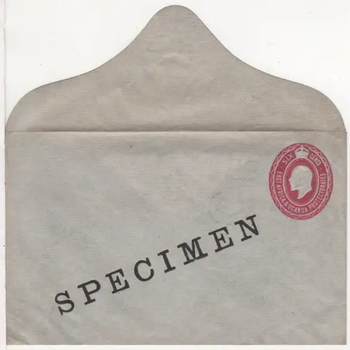 East Africa & Uganda Protectorate, 6 C stationery envelope with SPECIMEN imprint