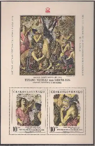 Tschechoslowakei 1978 - Internationale Briefmarkenausstellung Praga 1978 - Tiziangemälde - Block 38 xx