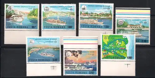 Rumänien  1977  -  Donau – Schifffahrt(Europäische Donaukommission) - Michel-Nr. 3248 / 3258 und Block 146 / 47  xx
                   
