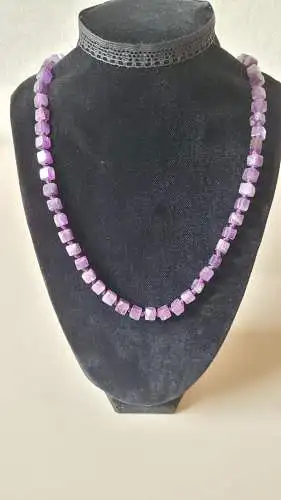 Tolle Kette Collier aus Amethyst Würfelchen, vintage