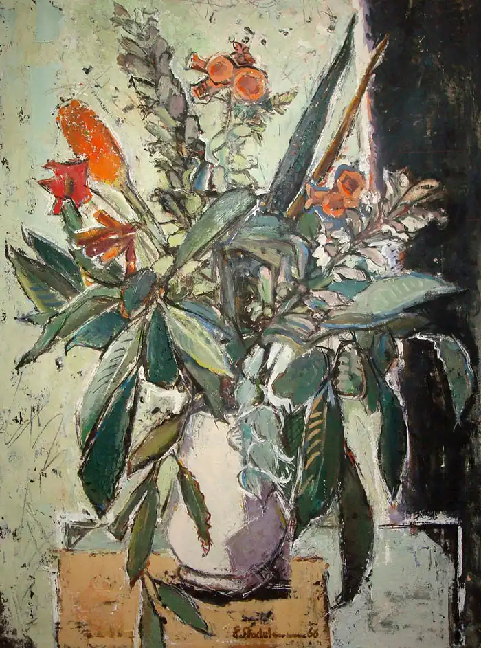 Ernst Stadelmann (1894 Mnchen - 1972 Rom). Stilleben mit Blumen in weier Vase. 0