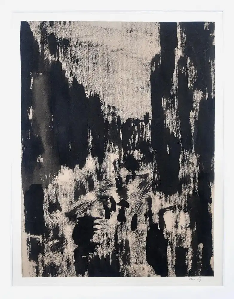 André Girard (1901 Chinon, Indre-et-Loire –1968 USA). Straßenszene bei Regen, wohl Paris 0