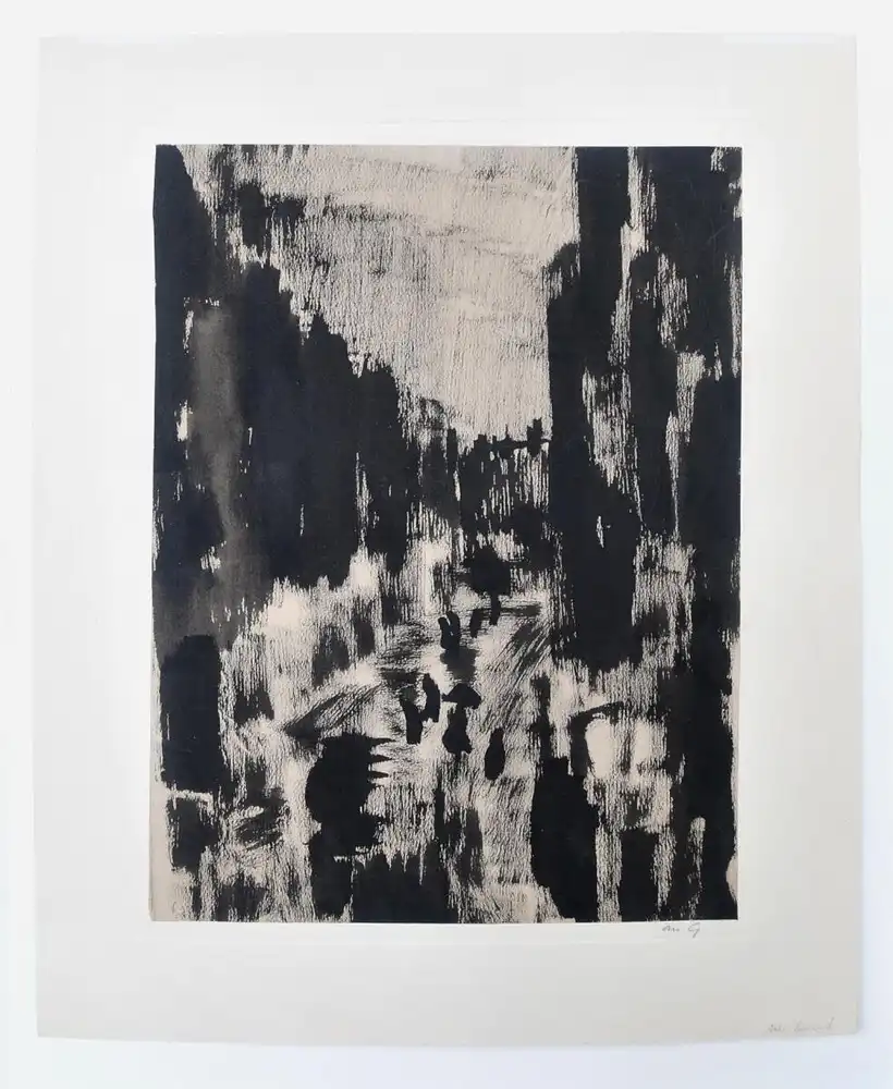 André Girard (1901 Chinon, Indre-et-Loire –1968 USA). Straßenszene bei Regen, wohl Paris 2