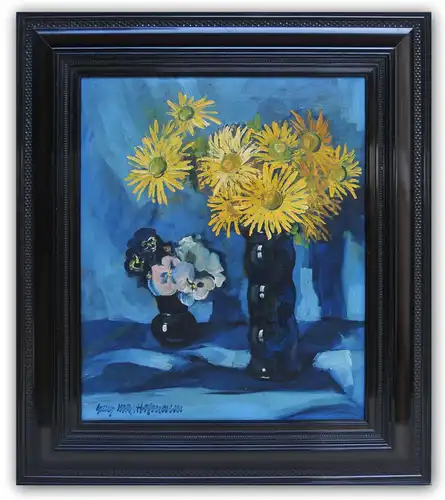 Georg Max Hofmann (1891 Hof 1955). Stillleben mit gelben Blumen und Veilchen.