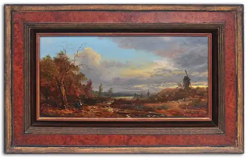 Hilmar Dillmann (geb. 1940 Berlin). Niederländische Landschaft bei Sonnenuntergang.