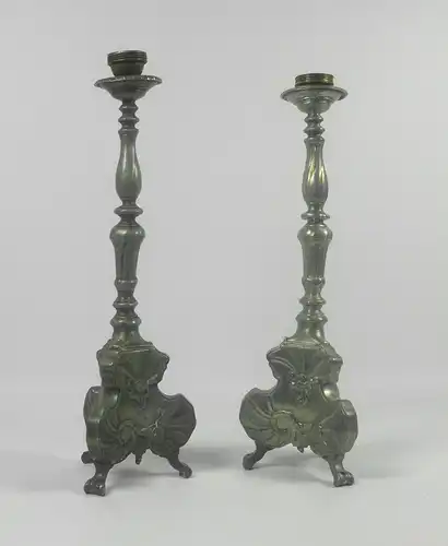 Kerzenleuchter, Zinn, wohl 17. oder 18. Jahrhundert. Antik.