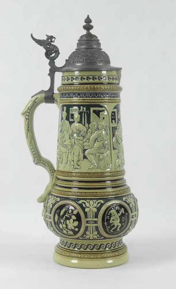 Schöner großer Weinkrug, Mettlach, Vintage, Antik 2