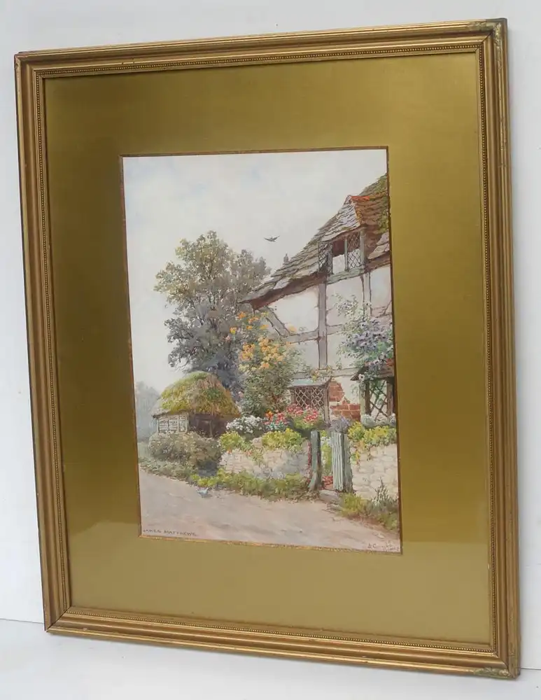 James Matthews, Coombe, Sussex, Cottage, Aquarell 1