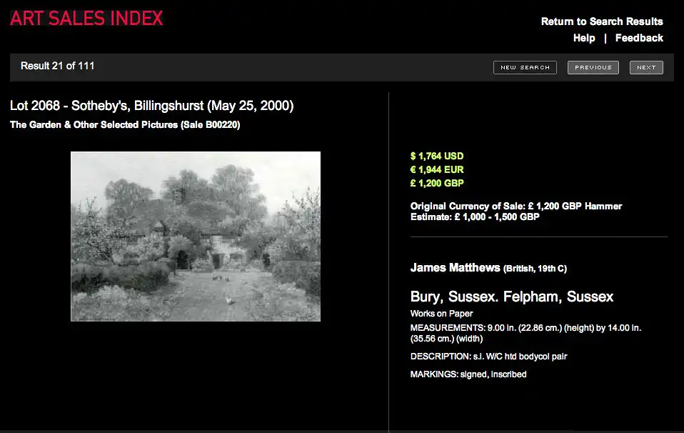 James Matthews, Coombe, Sussex, Cottage, Aquarell 8