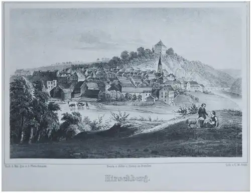 Hirschberg, Gesamtansicht, Julius Fleischmann, Dresden, 1848