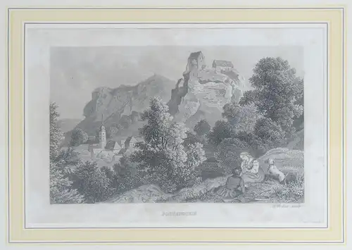 Ansicht von Pottenstein. Oberfranken. Stahlstich um 1840