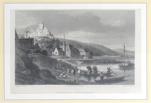 Schweinfurt, Mainberg mit Schloß, Stahlstich, um 1840