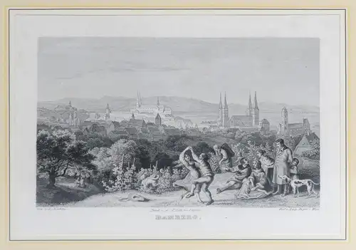 Bamberg, Gesamtansicht, Stahlstich, um 1840