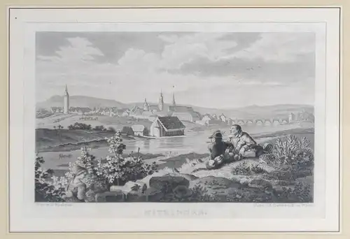 Kitzingen, Gesamtansicht, Stahlstich, um 1850