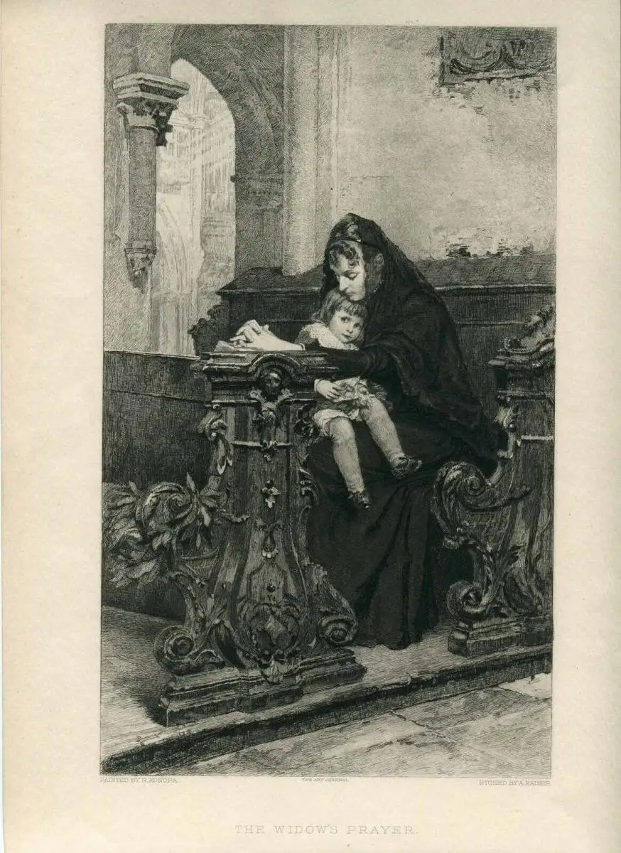 «The Widows Prayer » Gravierkunst Bei Arnoldo Kaiser Auf Werk De Rudolf Konopa ( 0