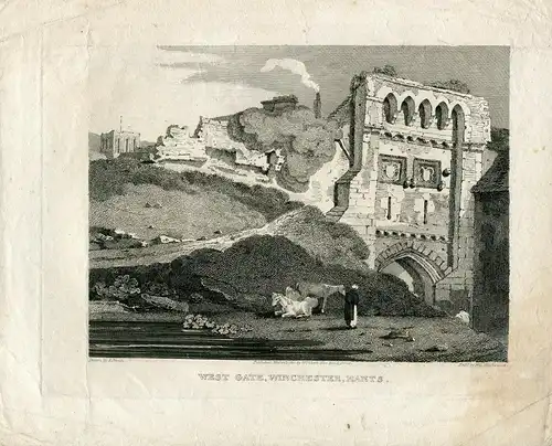 West Gate, Winchester Hants Gravierkunst IN / Auf / Im 1810 Bei Miss Hawksworth,
