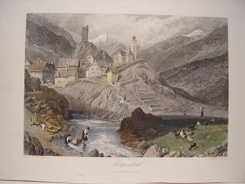 Suiza. «Hospenthal» Drew Birket Foster (1825-1899) .grabó John Saddler (