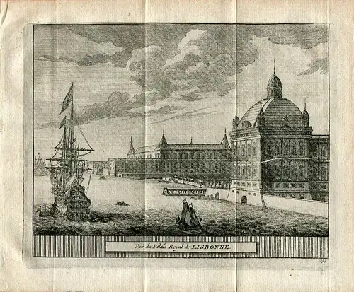 Portugal.vue Du Palais Royal De Lisbonne Gravierkunst Alvarez Bienenhaus 1715