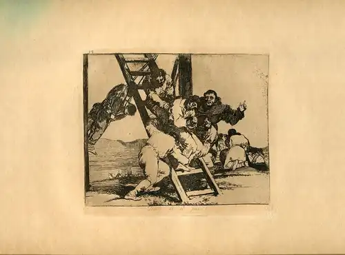 Goya « Hart Ist Der Übergang » Gravierkunst (Gravur,Gravur) Nr 14 Katastrophen