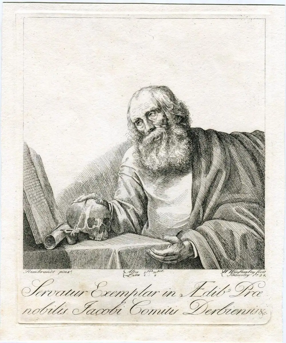 Heilige Mit Totenkopf Skull Gravierkunst Bei W.Winstanley Kopie De Rembrandt 0