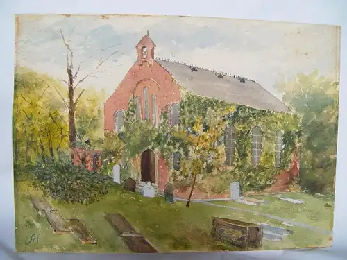 Ermita. Aquarell von Der Leipziger Englische Jh Xix-Xx. Unterzeichnet Initialen