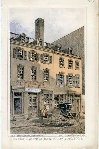 « Old House IN William St. Betw Fulton &john St.1861 » Lithographie By Sarony M