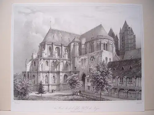 France.« Vue De L´Eglise - N.d. De Noyon » Dessin Benoist. Lithographie Jacottet