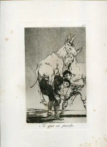 Du Nicht Du Kannst, Gravierkunst Nr 42 Original De Goya 5ª Ausgabe (1881-1886)