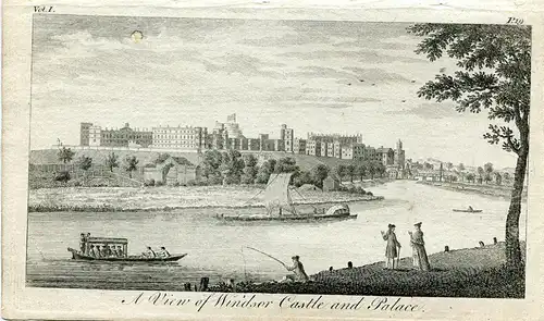 Auf View Of Windsor Castle And Palace Gravierkunst Made IN 1800