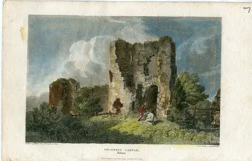 Pevensey Castle, Sussex Grabaddo De Matthews De Ein Muster De J. P. Neale