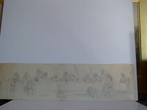 Skizzen- Alt/Antik von Der Ultima Cena Auf Lápiz. Maler Anonymer Evtl Val